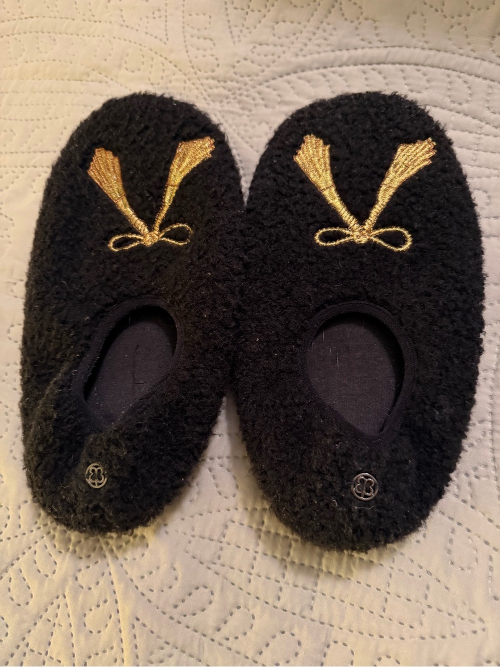 Betabrand Black with gold ribbon bedroom slippers